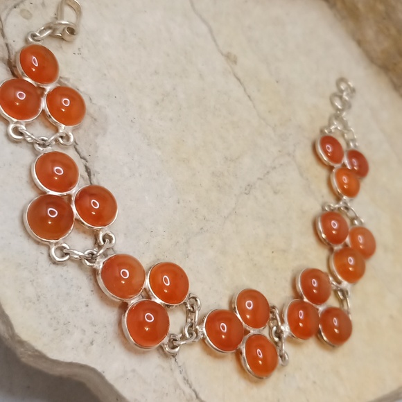 925 Silver plated Agate Bracelet Hand Crafterd - Picture 3 of 6